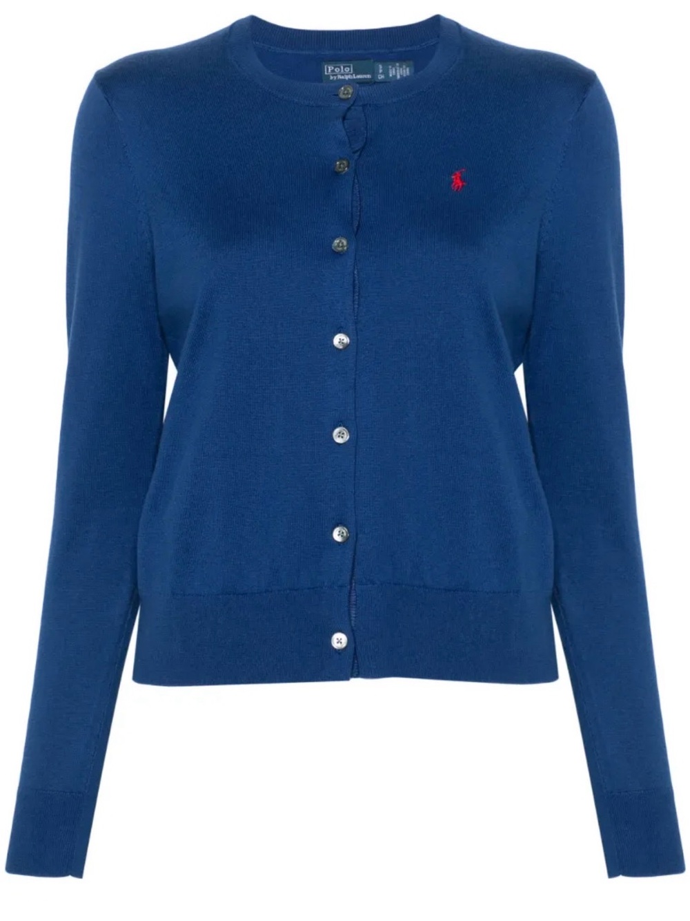 Polo by Ralph Lauren Blue Crewneck Button Cardigan with Red Pony